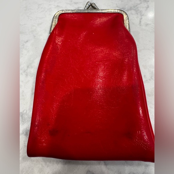 Vintage Double Kiss Lock Coin Purse Red Vinyl Made in Hong Kong 60s 70s - Picture 5 of 9